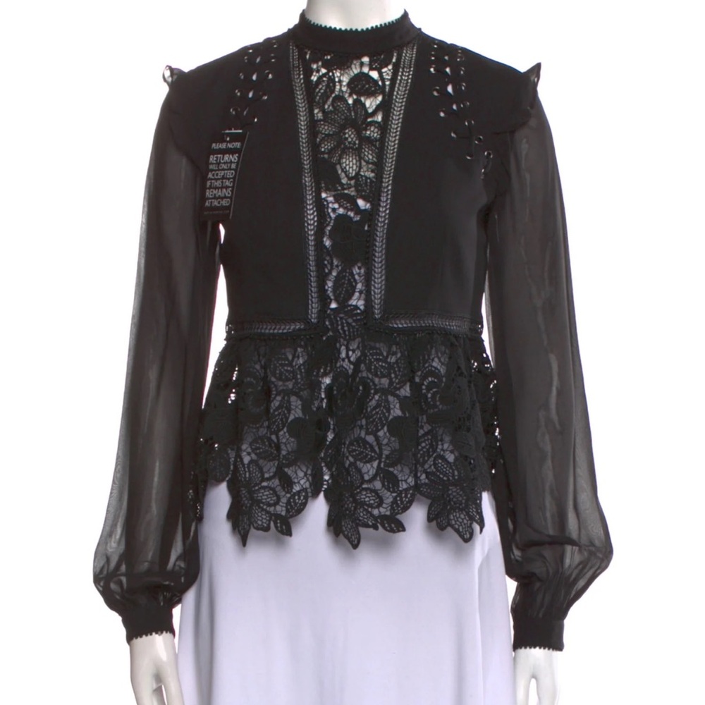 Self-Portrait Black Lace Detail Top